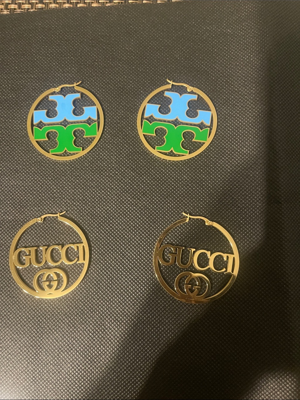 Stainless steel gold plated Logo Earrings 2 pairs